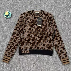 Authentic Fendi Black and Brown Logo Sweater